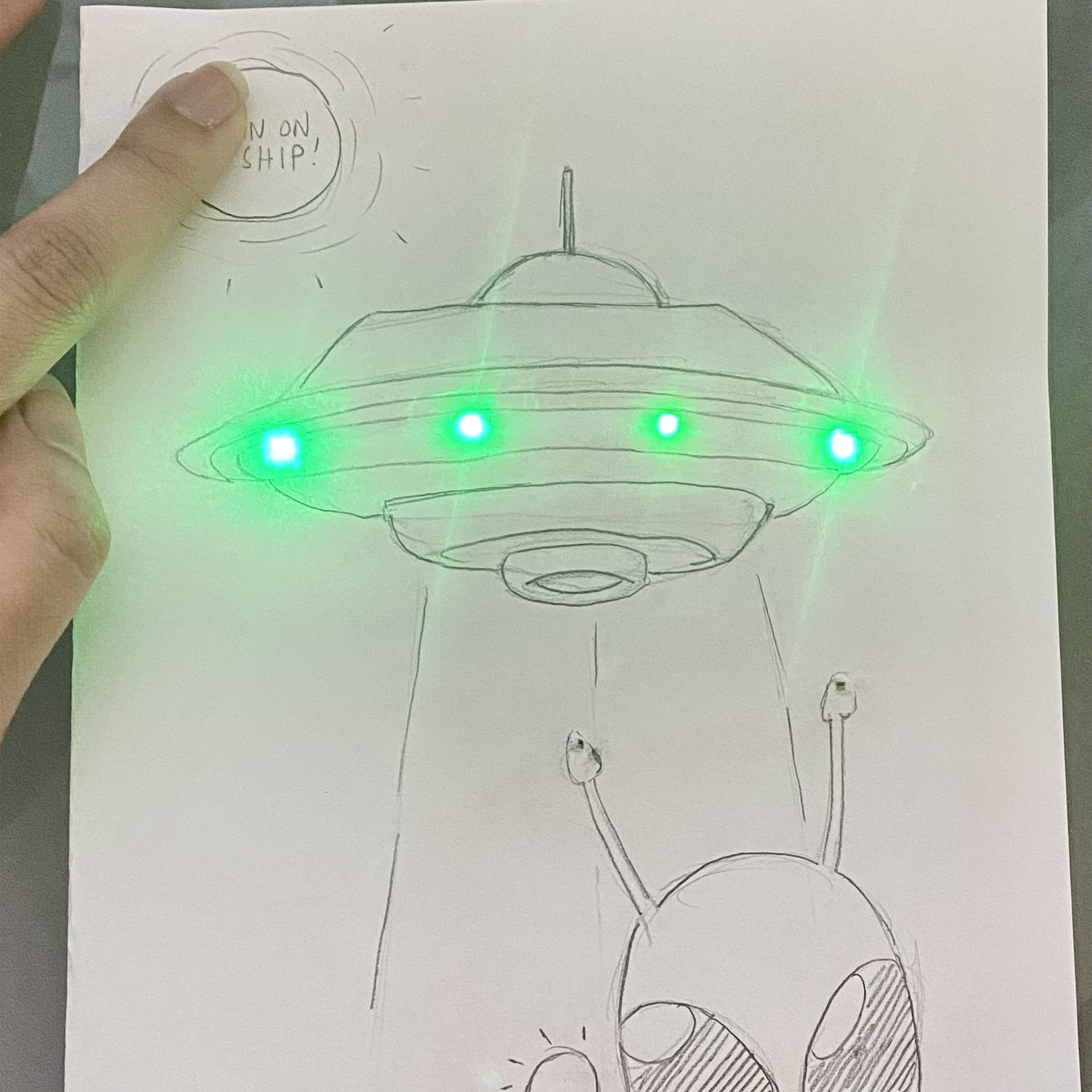 This is an image of the alien circuit with the UFO lit up.